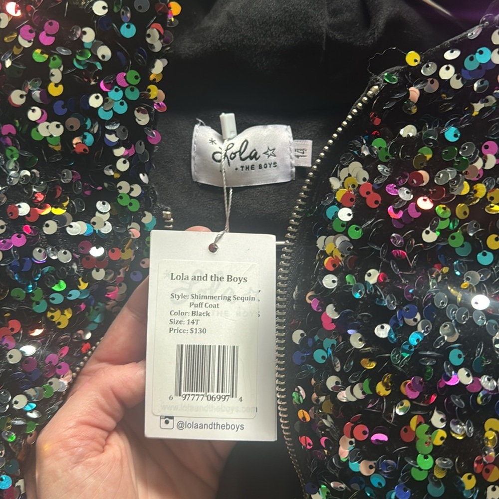 Lola and the boys rainbow hooded puffer size 14/S - Picture 3 of 4